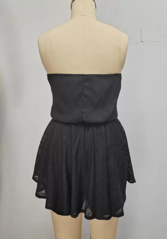 Black Strapless Romper With Skirt​
