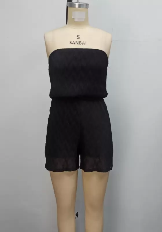 Black Strapless Romper With Skirt​