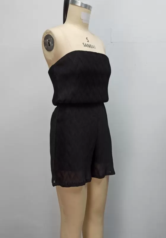 Black Strapless Romper With Skirt​