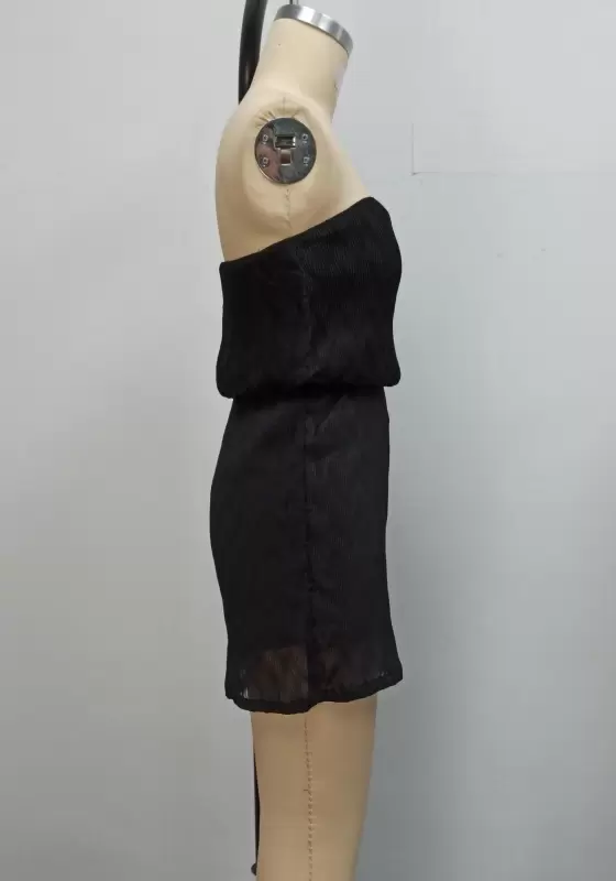 Black Strapless Romper With Skirt​