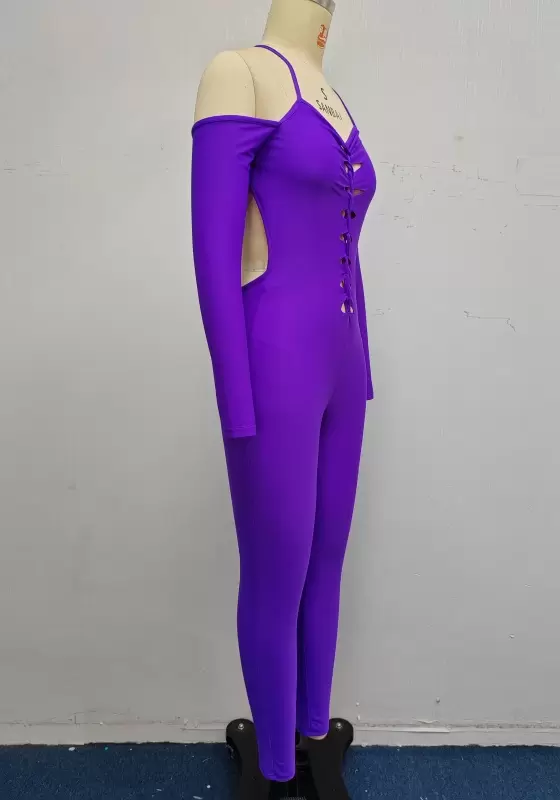Cutout Off Shoulder Skinny Jumpsuit