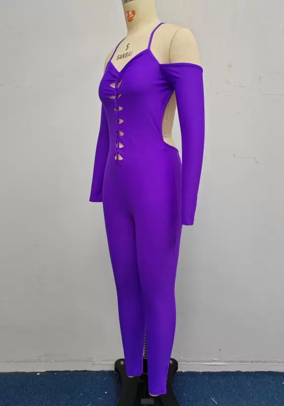 Cutout Off Shoulder Skinny Jumpsuit