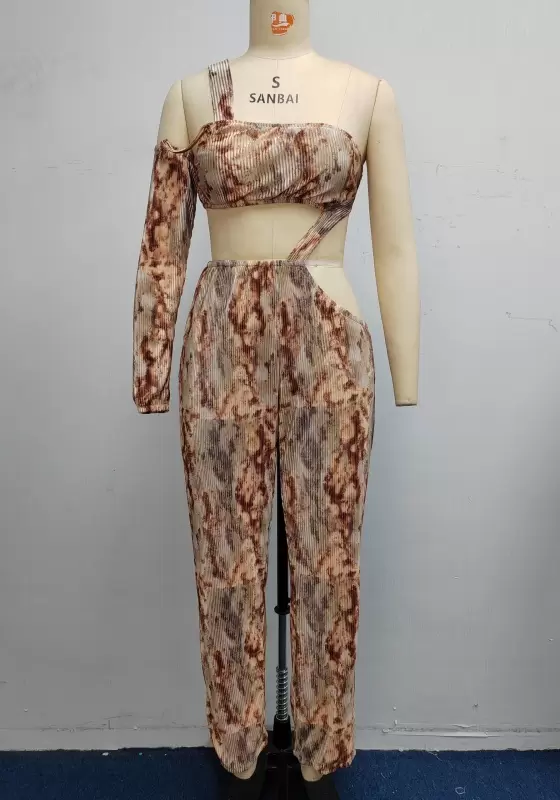 Asymmetrical Print One Shoulder Jumpsuit​