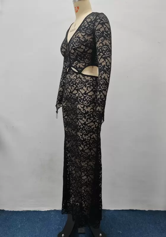 Black Lace Cut Out Jumpsuit