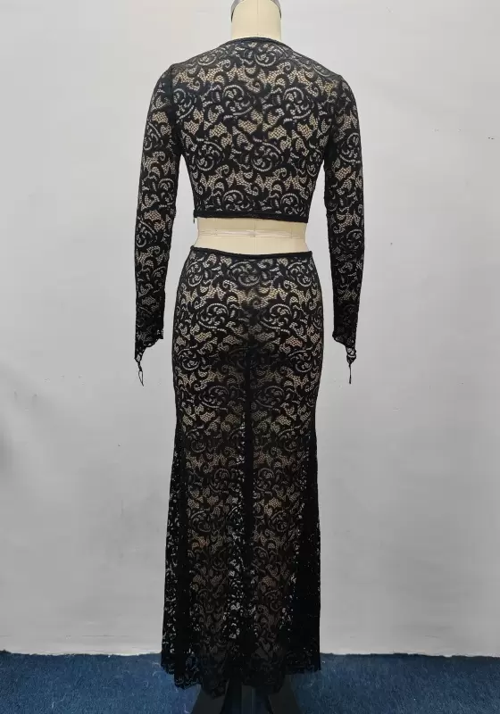 Black Lace Cut Out Jumpsuit