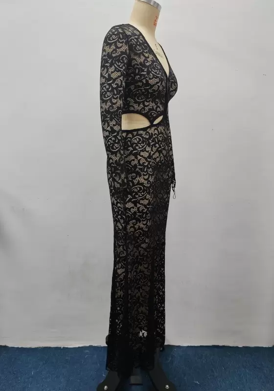 Black Lace Cut Out Jumpsuit