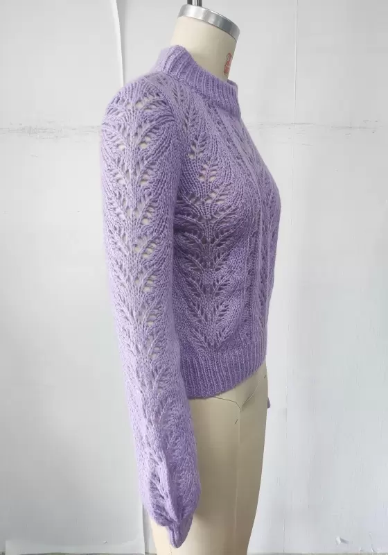 High Neck Hollow Out Knit Sweater​