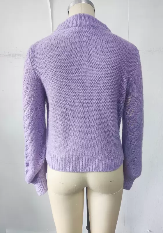 High Neck Hollow Out Knit Sweater​