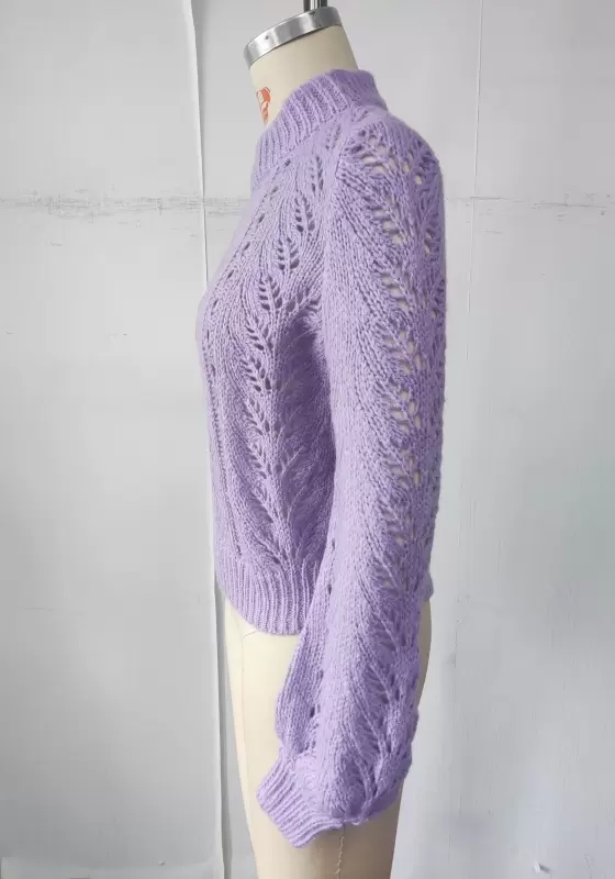 High Neck Hollow Out Knit Sweater​