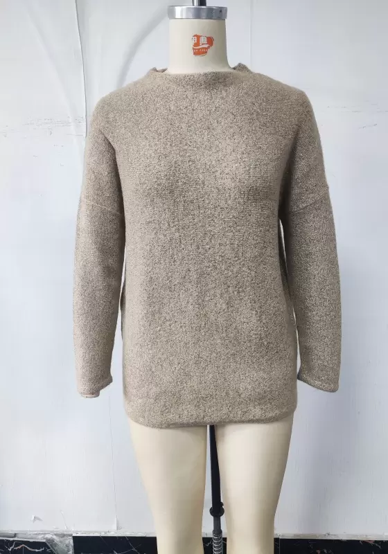 Round Neck Plain Knit Sweater​
