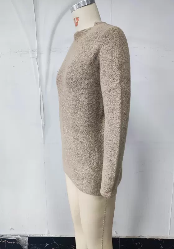 Round Neck Plain Knit Sweater​