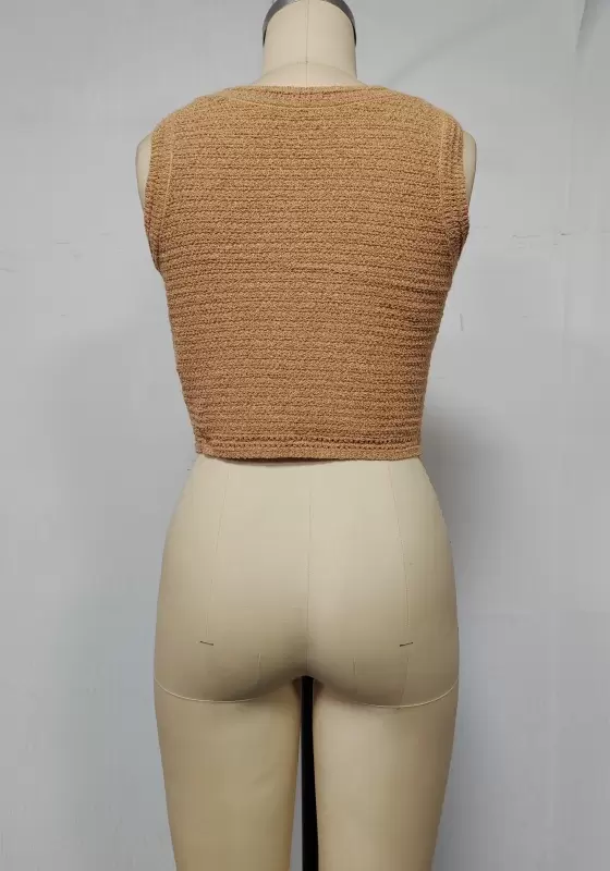 Sleeveless Knit Cropped Top​