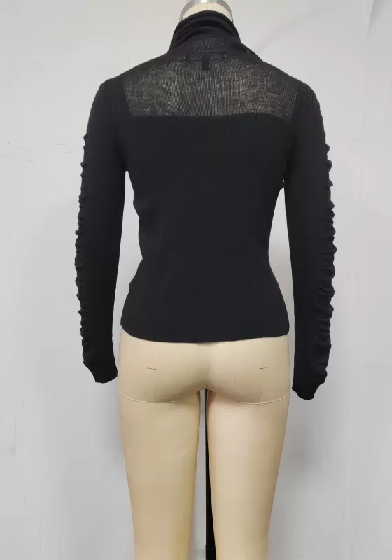 High Neck Long Sleeve Knit Top​