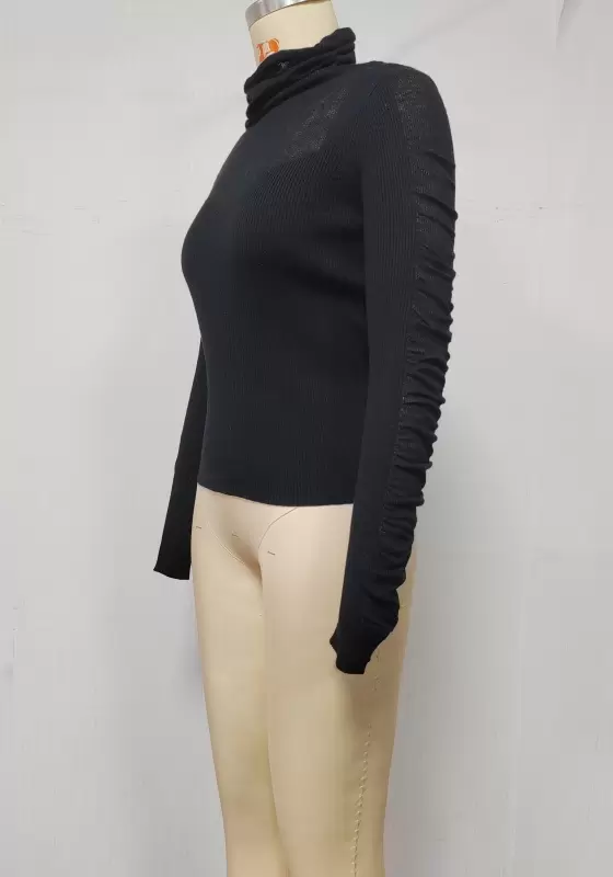 High Neck Long Sleeve Knit Top​