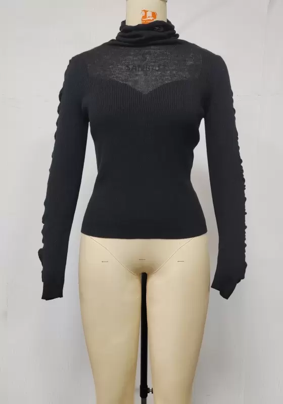 High Neck Long Sleeve Knit Top​