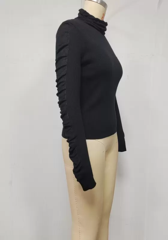 High Neck Long Sleeve Knit Top​
