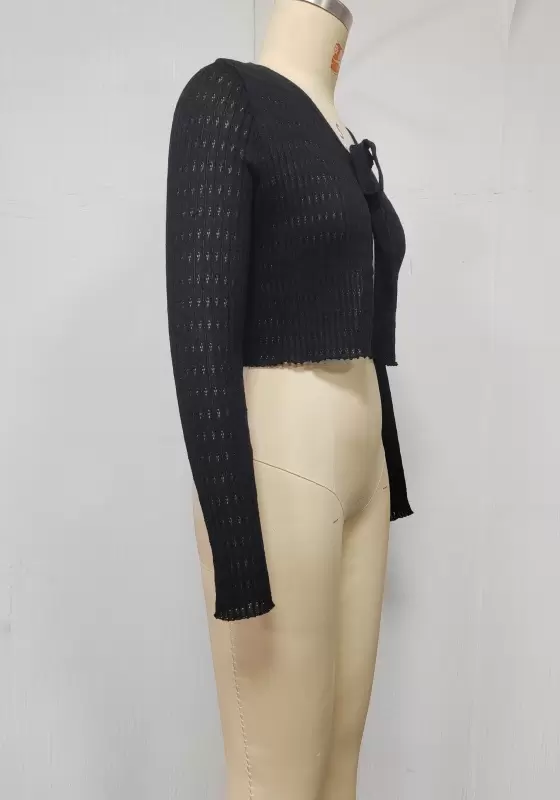 Tie Front Long Sleeve Cardigan