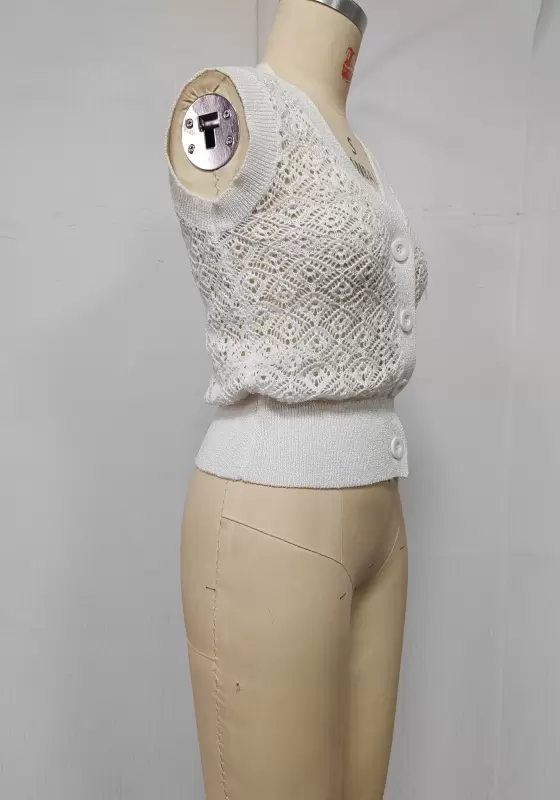 V Neck Sleeveless Knit Cardigan​