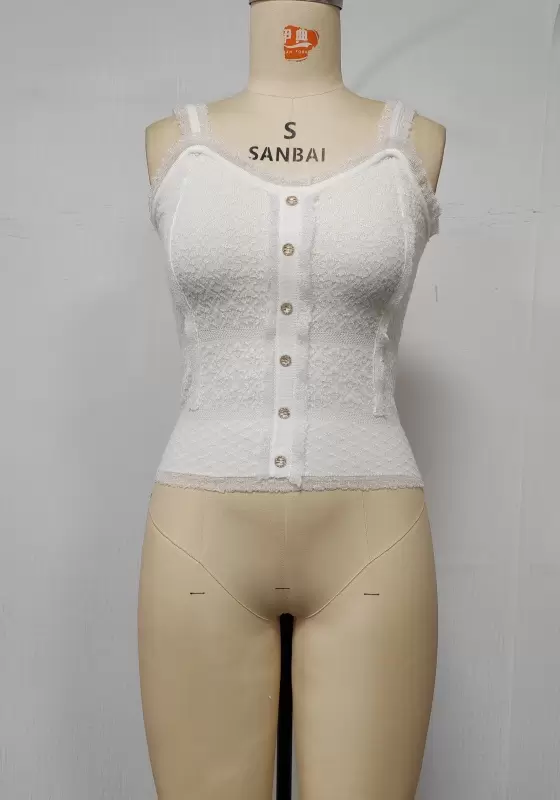 Lace Button Design Knit Camisole​