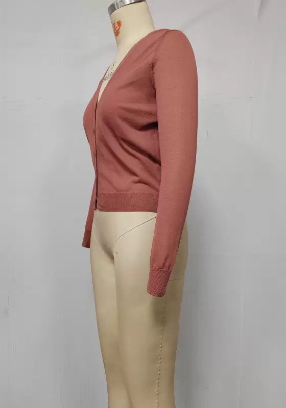 V Neck Button Knit Cardigan