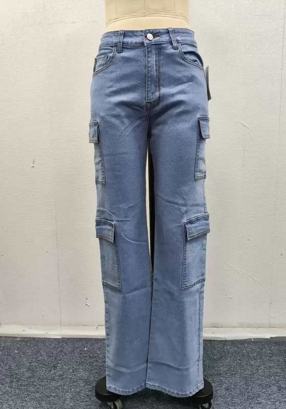 Multi Pockets Wide Leg Jeans​