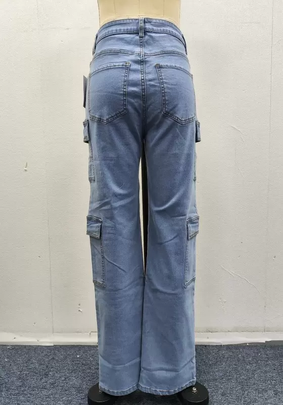 Multi Pockets Wide Leg Jeans​