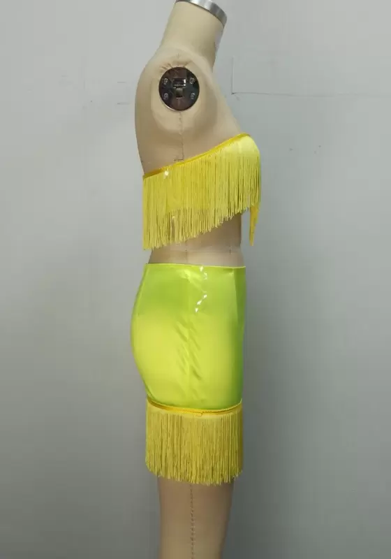 Fringe Strapless Mini Skirt Set​