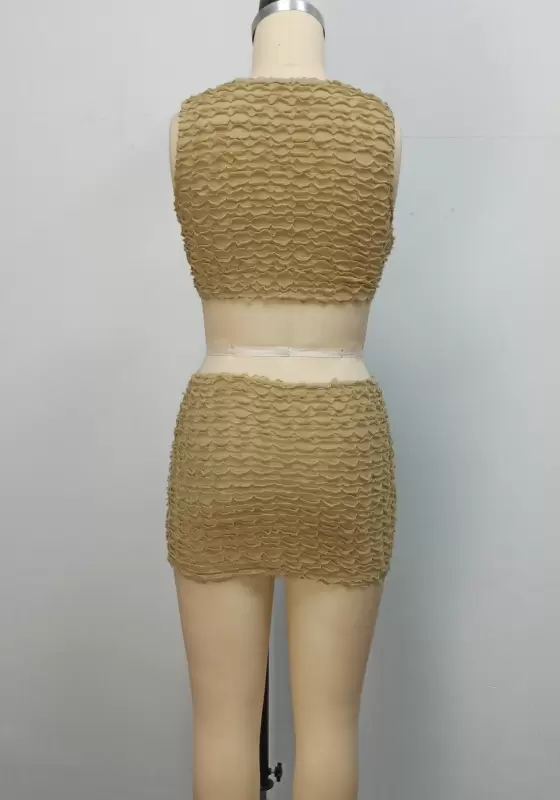 Ruched Sleeveless Round Neck Set​