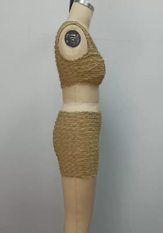 Ruched Sleeveless Round Neck Set​