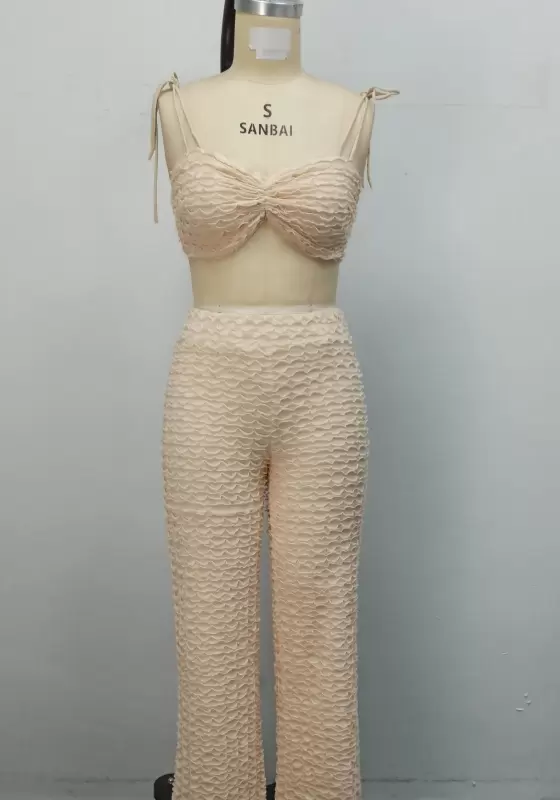 Pleated Tie Shoulder Pants Set​