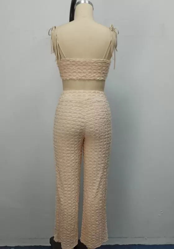 Pleated Tie Shoulder Pants Set​