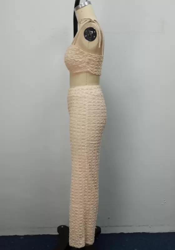 Pleated Tie Shoulder Pants Set​