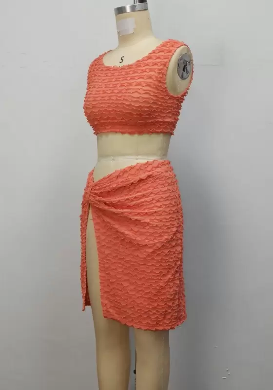 Sleeveless Split Hem Skirt Set