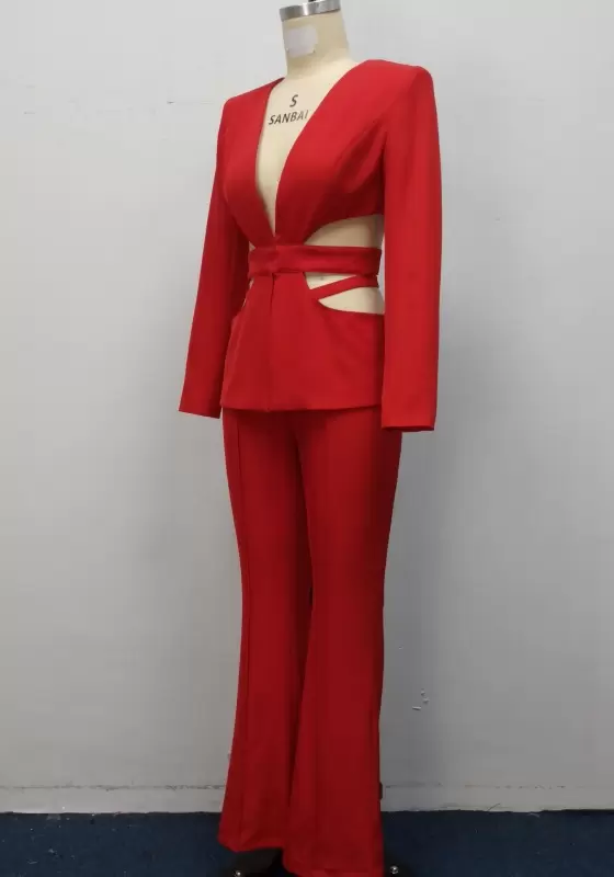 Red Cut Out Blazer Set​