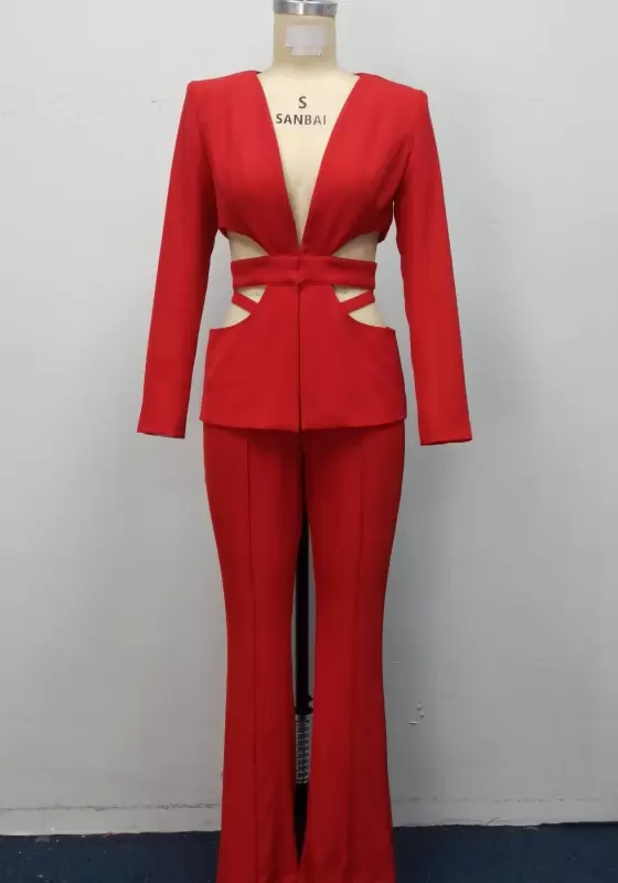Red Cut Out Blazer Set​
