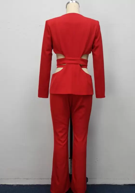Red Cut Out Blazer Set​