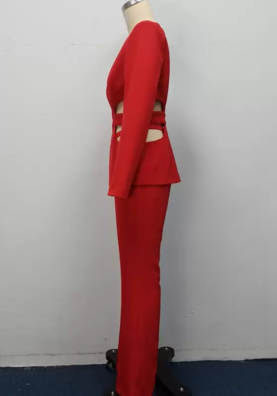 Red Cut Out Blazer Set​