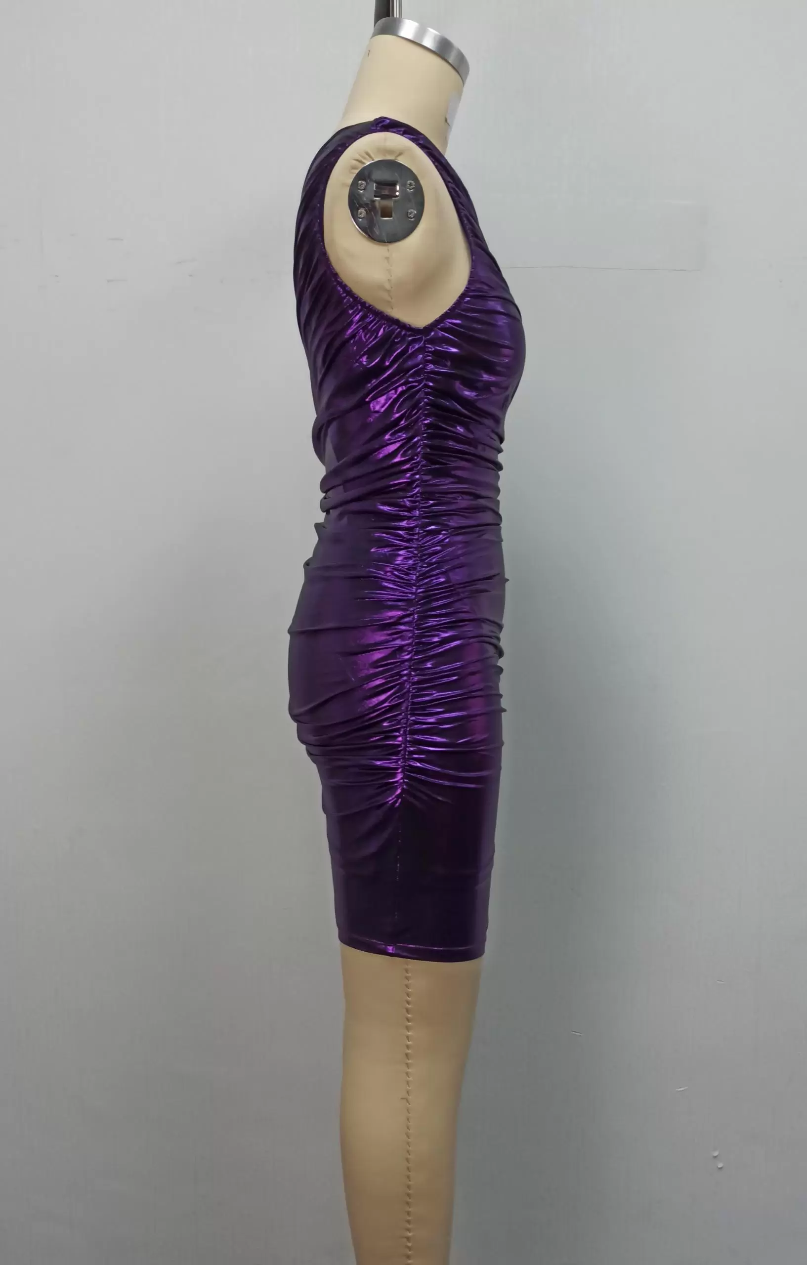 Glamorous One Shoulder Metallic Mini Dress Women