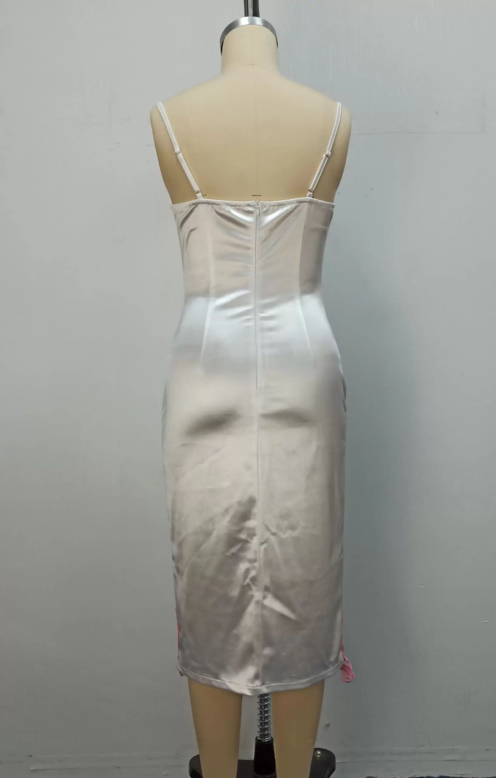 Satin Lace Trimmed Slip Dress With Adjustable Straps Women