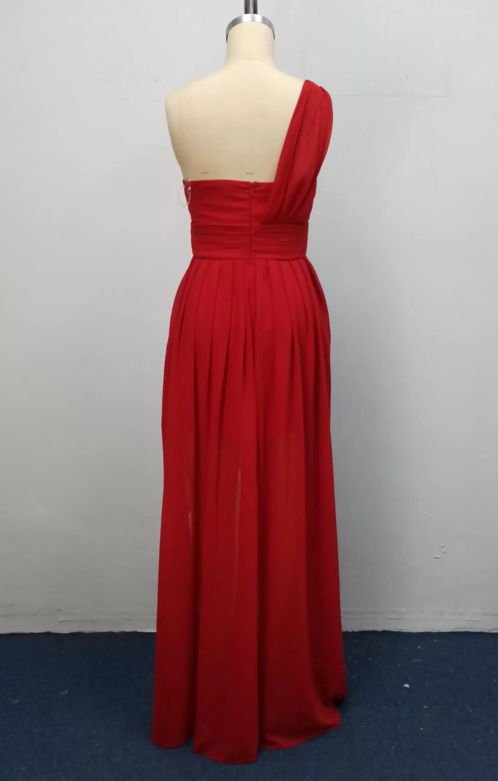 Sequin One Shoulder Pleats Slit Dress Women