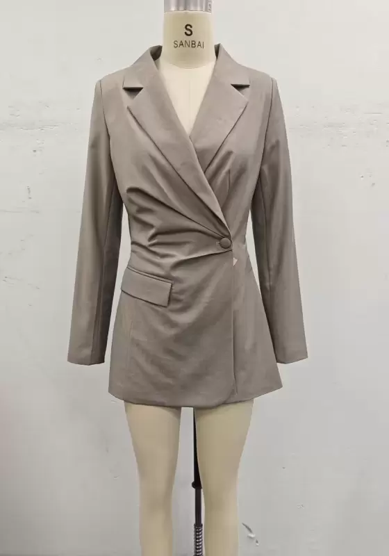 Women’s Single Button Slim Fit Blazer – Elegant Long Sleeve Office Jacket