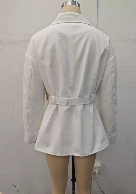White Short Trench Coat - 2025 Stylish Double-Breasted Design
