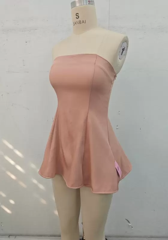 Light Pink Strapless A-Line Dress - Women's Formal Evening Gown for Party Date