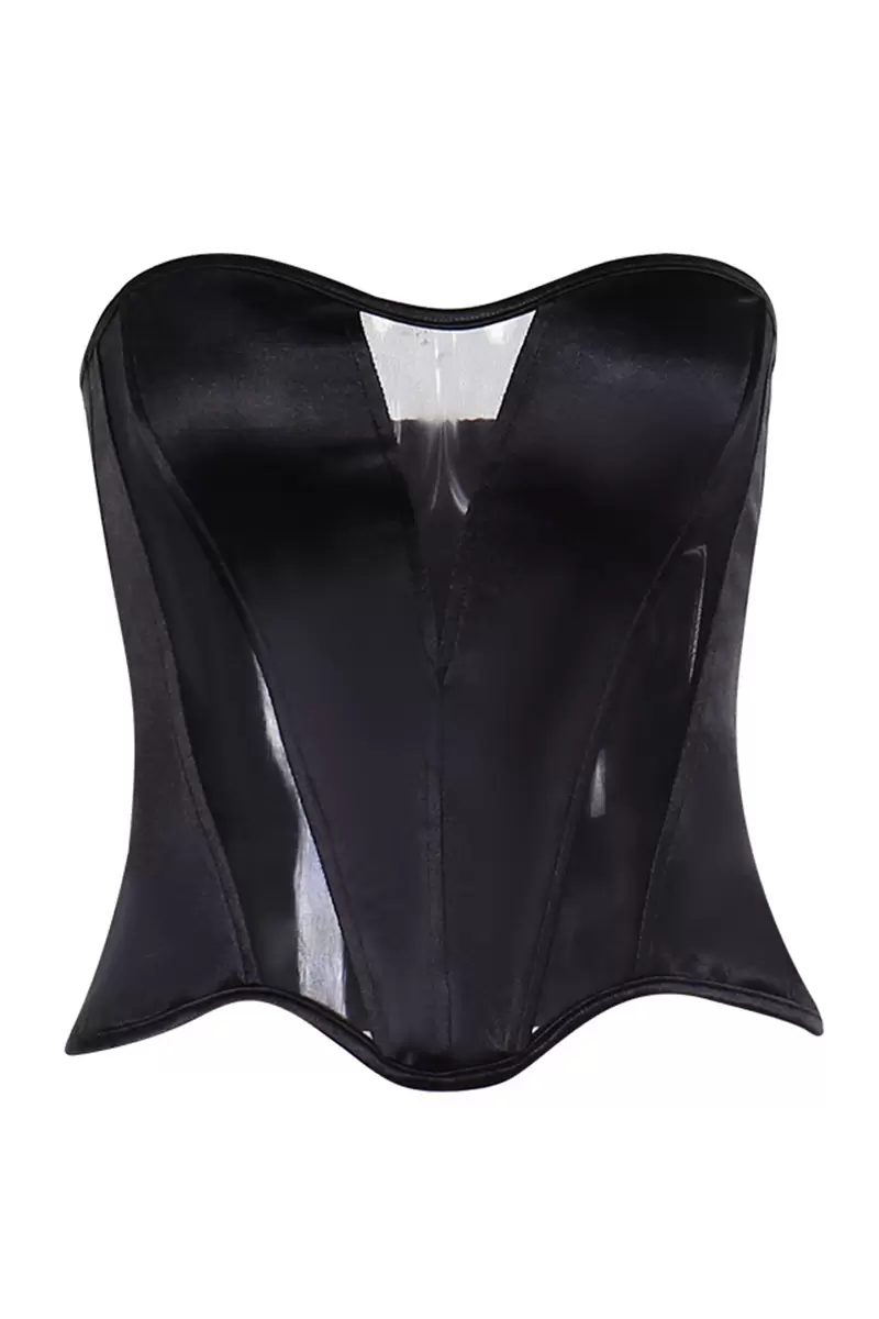 Strapless Mesh See Through Corset Top