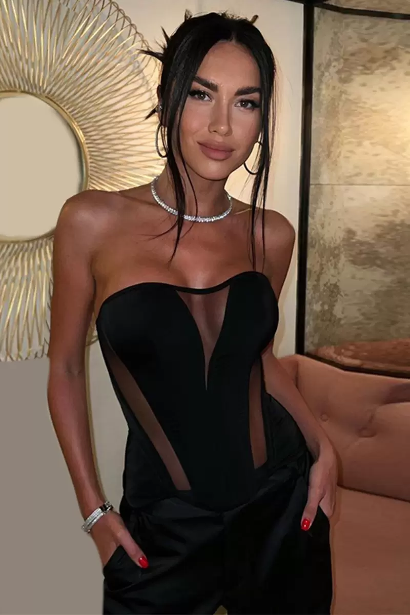 Strapless Mesh See Through Corset Top