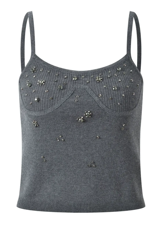 Bedazzled Knit Camisole &ndash; Y2K Aesthetic Sleeveless Top for Women, Cozy Chic & Sustainable Fashion