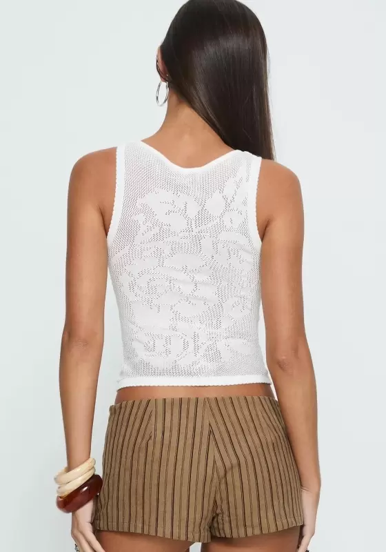 Floral Lace Mesh Knit Cami &ndash; Romantic Bridal-Inspired Top for Women