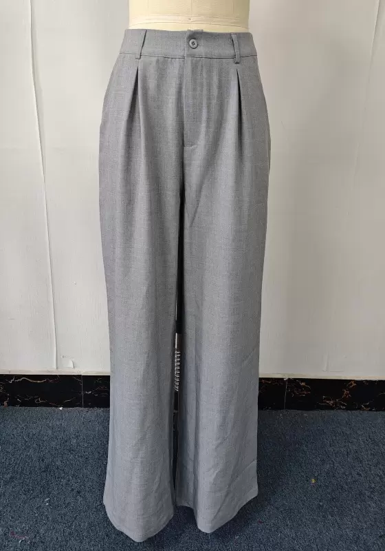 High-Waisted Wide-Leg Trousers - Tailored Pleated Pants for Women