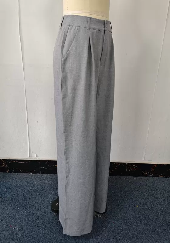 High-Waisted Wide-Leg Trousers - Tailored Pleated Pants for Women