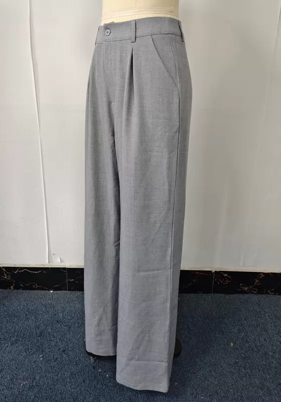 High-Waisted Wide-Leg Trousers - Tailored Pleated Pants for Women